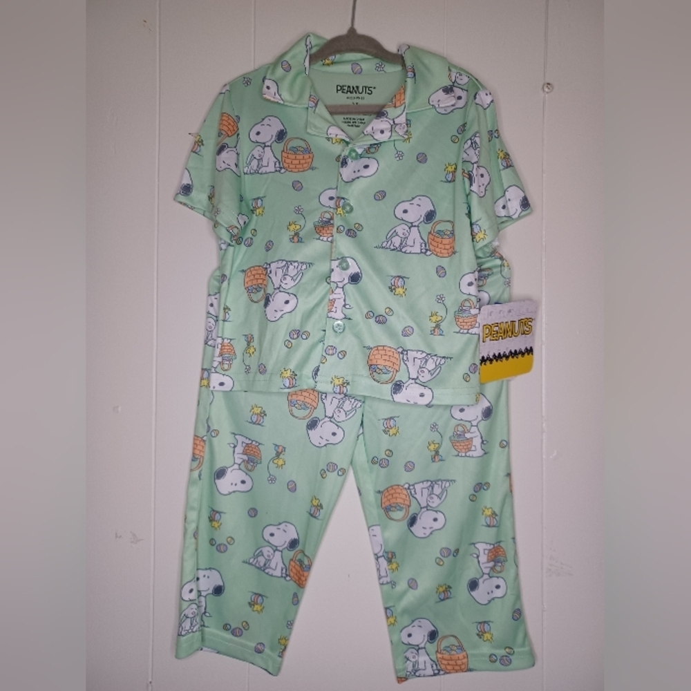 Peanuts Snoopy Kids Pajama Set - Mint Green